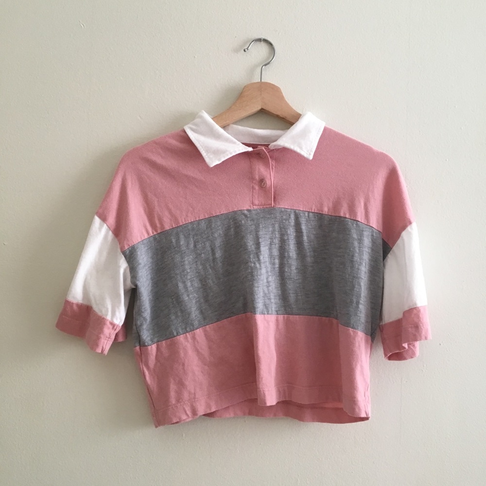 Polo Crop Top Short Sleeved Tee